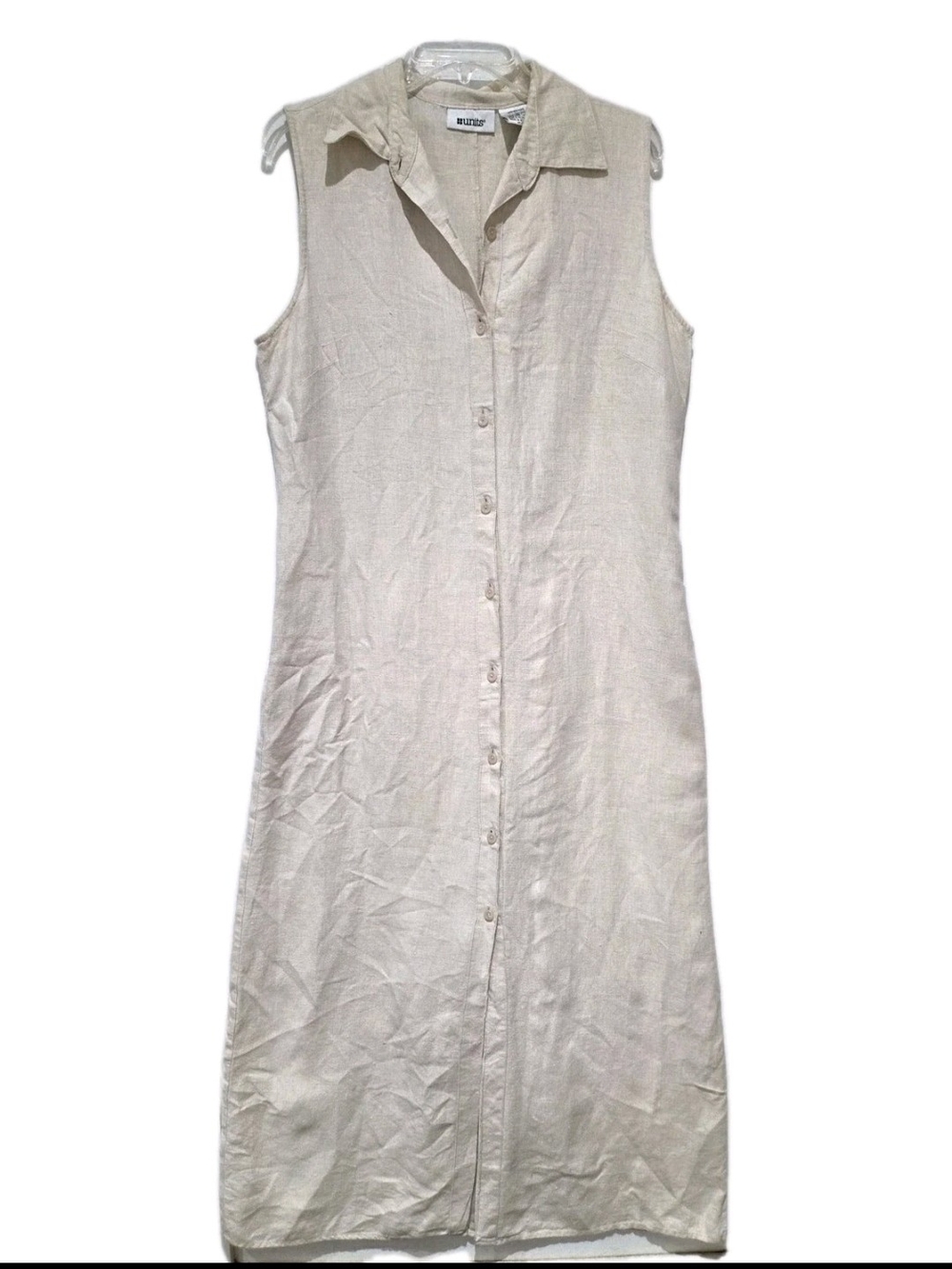 Y2k Linen Maxi Shirt Dress in Natural
